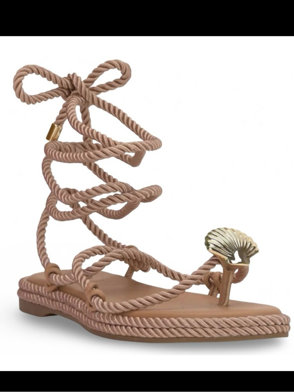 INC Tan Rope Sandals with Shell Accent (9) NEW!
